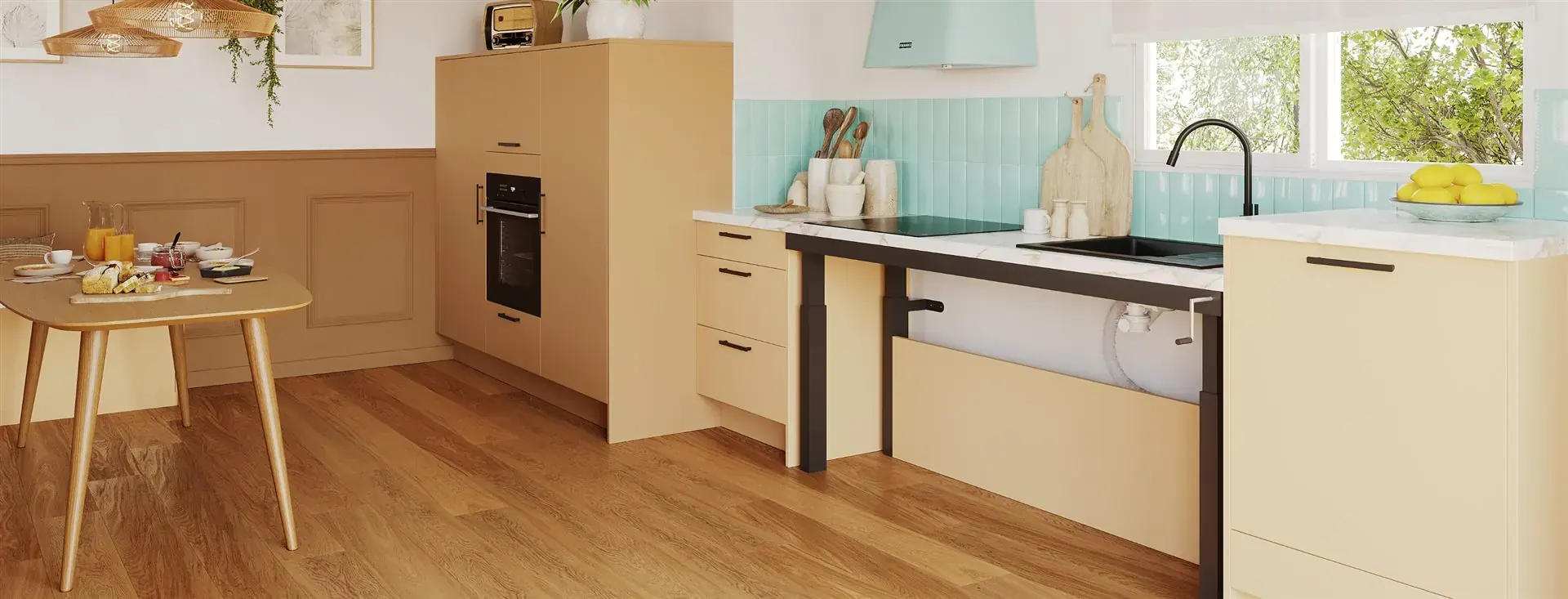 Cuisine Eleva Concept camel et lin accessible