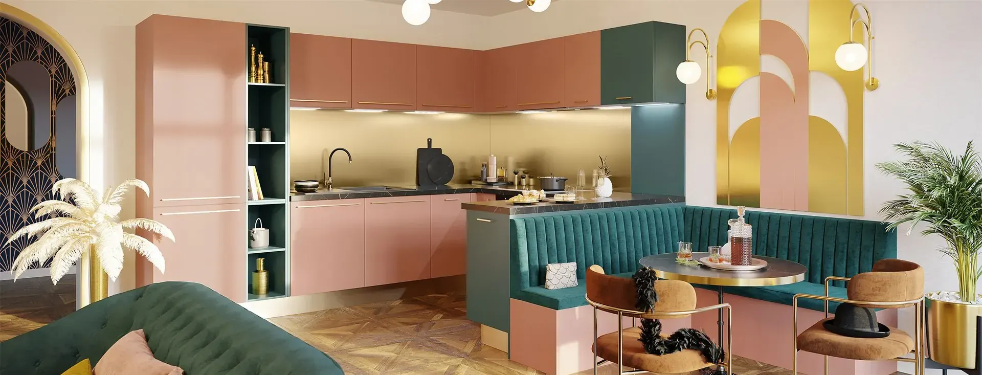 Cuisine rétro La Magnifique colorée et dorée